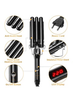 SHOPI Electric Ceramic 3 Barrel Big Wave Professional Hair Curling Iron Styling Tools  - Image 2