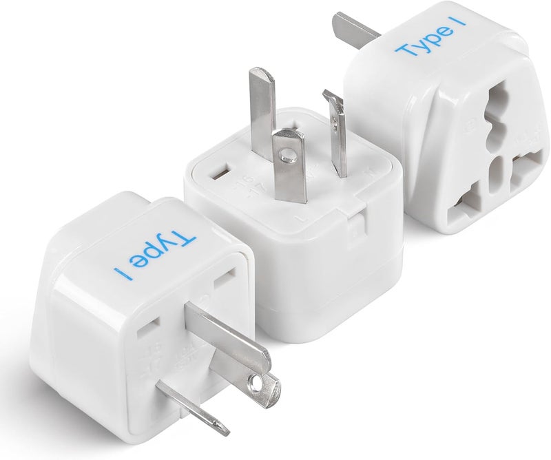 Ceptics Australia, China, New Zealand Travel Plug Adapter (Type I) - 3 Pack [Grounded & Universal] (GP-16-3PK) - Image 1