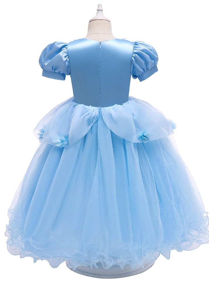 Loquat Cinderella Summer short sleeve Princess Child dress Child dress girl dress Dress  blue  - Image 2