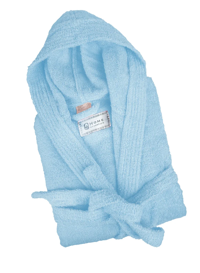 Bliss Casa Unisex Hooded Bathrobe - 100% Cotton, Super Soft, Highly Absorbent Bathrobes For Women & Men- Perfect for Everyday Use Light Blue Adult Size