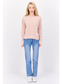 Weatherproof Women Round Neck Long Sleeve Heather Top, Light Pink  - Image 4