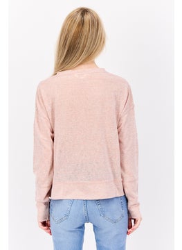 Weatherproof Women Round Neck Long Sleeve Heather Top, Light Pink  - Image 3