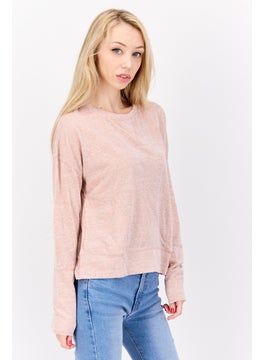 Weatherproof Women Round Neck Long Sleeve Heather Top, Light Pink  - Image 2