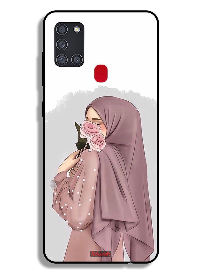 Tolwak Samsung Galaxy A21s Protective Case Cover Holding Roses Girl Art - Image 1