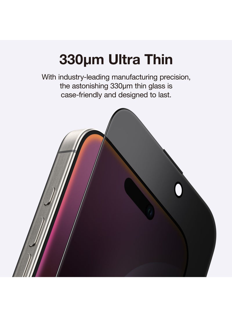 AMAZINGthing Privacy Supreme Glass Full Cover for iPhone 16 Pro MAX Screen Protector Tempered Glass with Easy Install Tray - [28 Degree Privacy 2.75D]  - Image 3