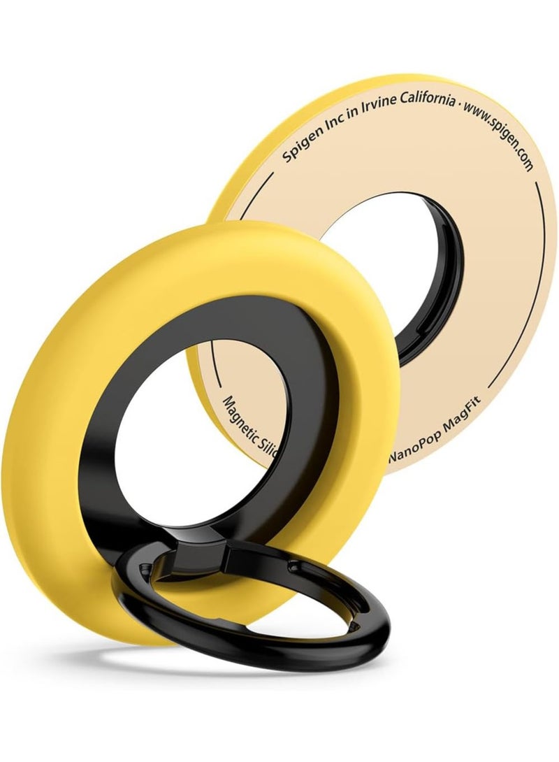 Spigen Nano Pop MagFit Magnetic Silicone Phone Grip Adjustable Holder Ring Kickstand compatible with MagSafe Case & iPhone 16 Pro Max, 16 Pro, 16 Plus, 15/14/13/12 series - Mango Yellow - Image 1