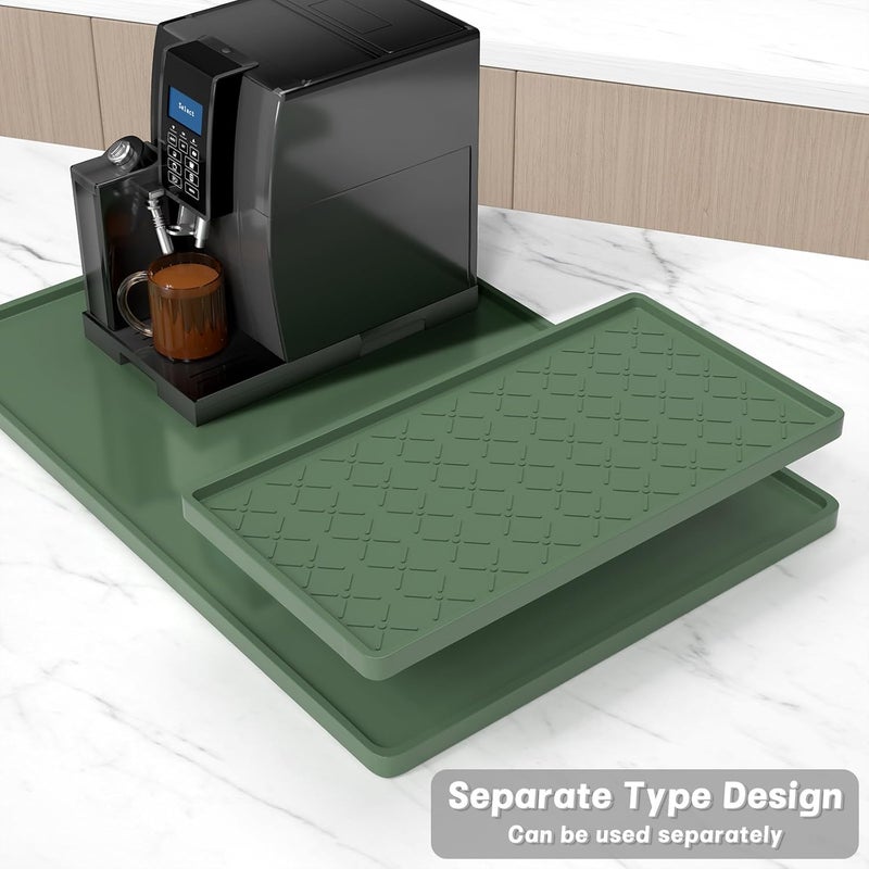 Rnivvi حصيرة قهوة من السيليكون من ، مقاس 16" x 24"، مقاومة للماء وذات حافة مرتفعة، مناسبة لملحقات محطة آلة الإسبريسو، وسادة لتجفيف الأطباق قابلة للفك ومقاومة للحرارة للعمل على طاولة المطبخ، لون بيج - Image 3