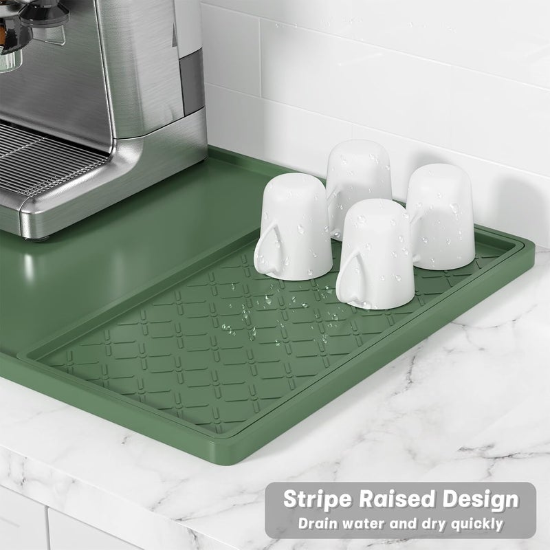 Rnivvi حصيرة قهوة من السيليكون من ، مقاس 16" x 24"، مقاومة للماء وذات حافة مرتفعة، مناسبة لملحقات محطة آلة الإسبريسو، وسادة لتجفيف الأطباق قابلة للفك ومقاومة للحرارة للعمل على طاولة المطبخ، لون بيج - Image 4