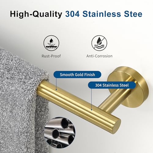IwoodUS Brushed Gold Towel Bar 24 Inch Towel Racks for Bathroom Wall Mounted Thicken SUS304 Stainless Steel Heavy Duty Hand Towel Holder Organizer Bathroom Accessories Total Length 265 Inch - Image 3