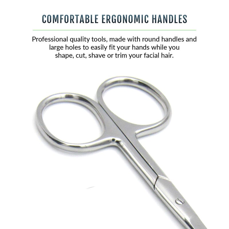 Melwey Pack of 2 Curved & Rounded Blunt Tip TSA Stainless Steel Small Scissors for Eyebrows & Eyelashes for Beard Trimming & Moustache, Baby Scissors for Nails, Nose & Facial Hair Scissor. - Image 4