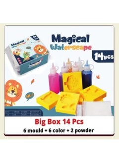 Generic Magic Water Toys – Magic Water 3D Marine Life DIY Kit, 14 Pieces, 6 Glass Jars of Gel, 6 Molds and 2 Sachets of Powder  - Image 1