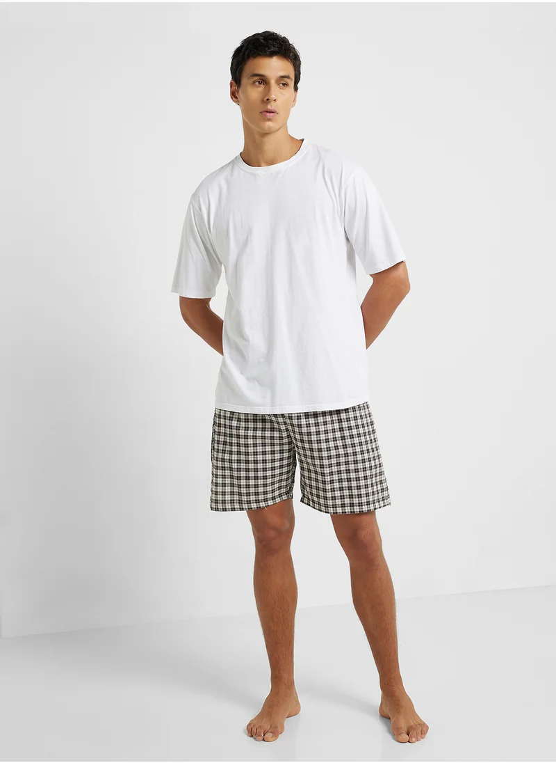 سفنتي فايف Pyjama Checked Shorts