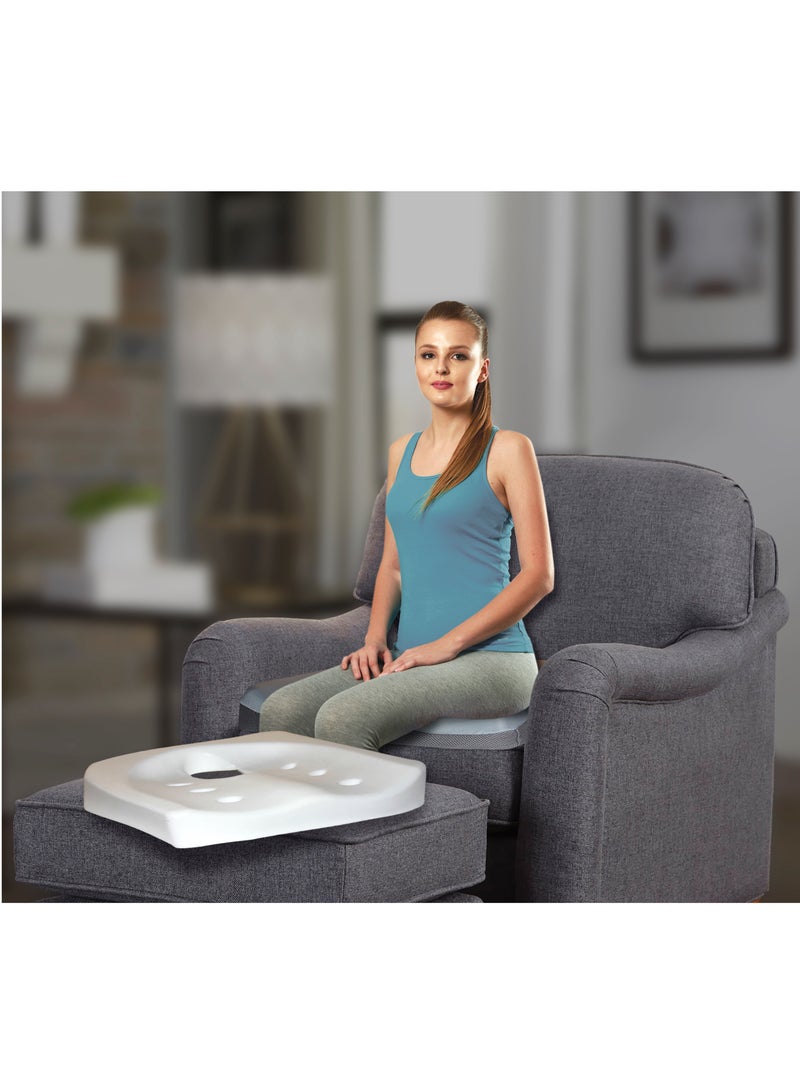 تاينور مقعد وسادة العصعص تم تصميمه تشريحيًا مع مساحة مريحة للعصعص. يقوم السطح ذو التصميم التشريحي بتوزيع وزن الجسم عبر المقعد. بالإضافة إلى ذلك، فهو يزيل الألم عن طريق السماح لعظم الذنب "بالطفو" في المساحة ا - Image 4