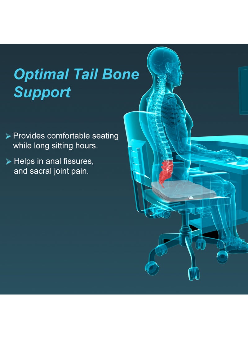 تاينور مقعد وسادة العصعص تم تصميمه تشريحيًا مع مساحة مريحة للعصعص. يقوم السطح ذو التصميم التشريحي بتوزيع وزن الجسم عبر المقعد. بالإضافة إلى ذلك، فهو يزيل الألم عن طريق السماح لعظم الذنب "بالطفو" في المساحة ا - Image 2