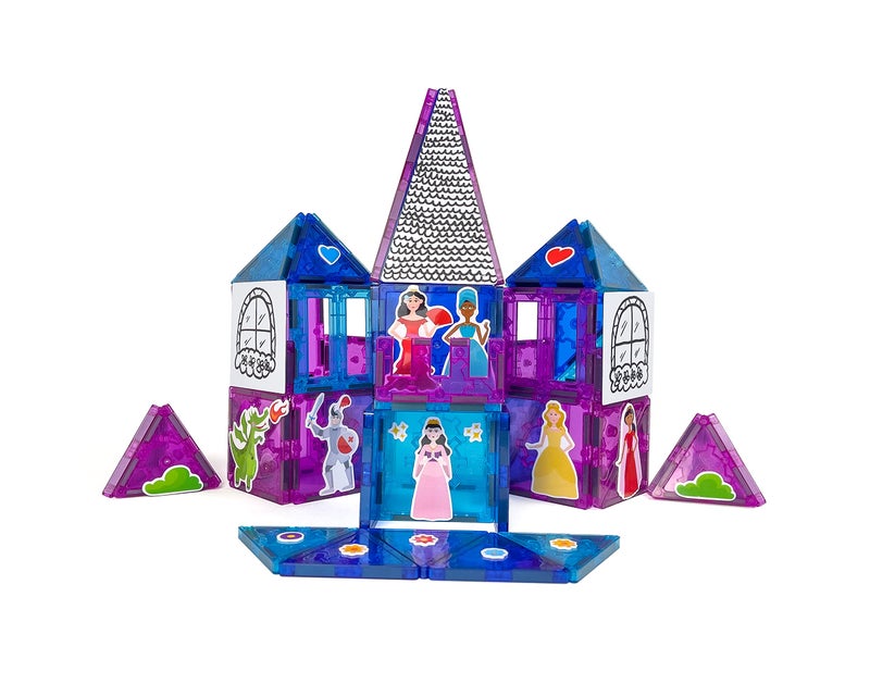 Tytan Tiles Princess Castle 60Piece Magnetic Tiles Building Set Adorable Kids STEM Toy Creative Play Shape  Pattern Recognition Fine Motor Skills Includes Storage Bag Ages 3 and Up - Image 3