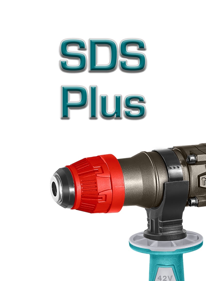 توتال مطرقة دوارة لاسلكية بدون فرش من توتال 42 فولت (طاقة صدمية 4.5 جول) - مثقاب خرسانة SDS Plus للخدمة الشاقة (سعة 28 مم)، بطاريتان سعة 2.5 أمبير/ساعة، مجموعة مثقاب من 8 قطع وشاحن سريع - TRHLI422882 - Image 5