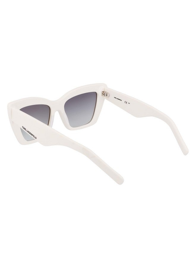 كارل لاغرفيلد نظارة شمسية نسائية Kl6158S بتصميم عين القطة، باللون الأبيض، 54/18/145 - Image 4