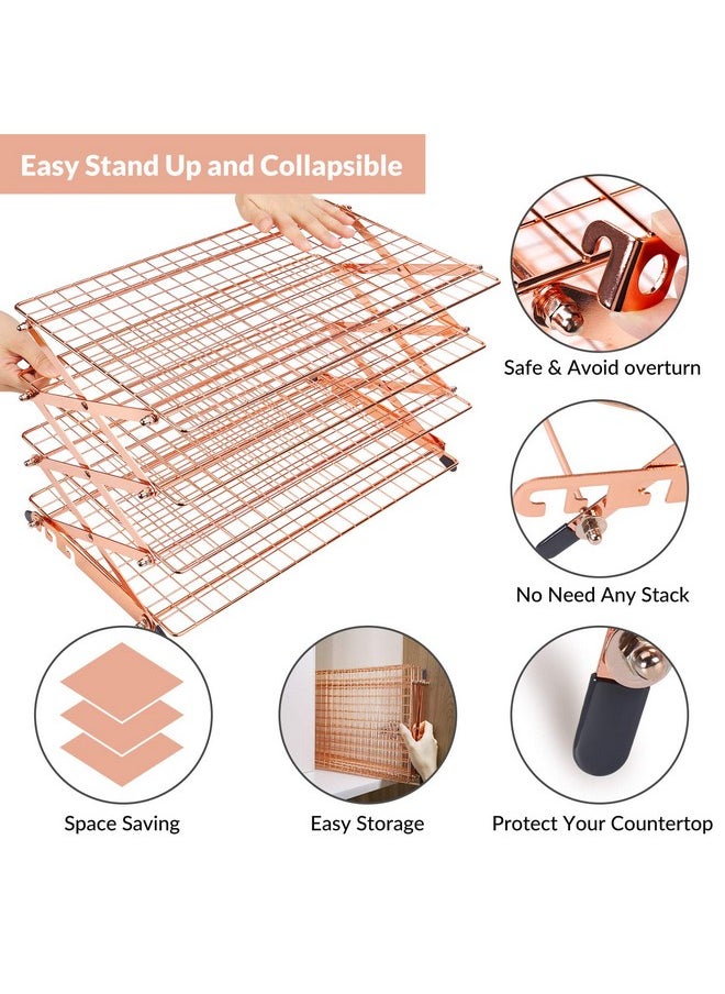 Geesta Geesta 2/3/4-Tier Collapsible Cooling Rack with Adjustable 3 Setting Design Stackable Cooling Roasting Cooking for Cookies Baking - Copper Cooking Utensils  - Image 3