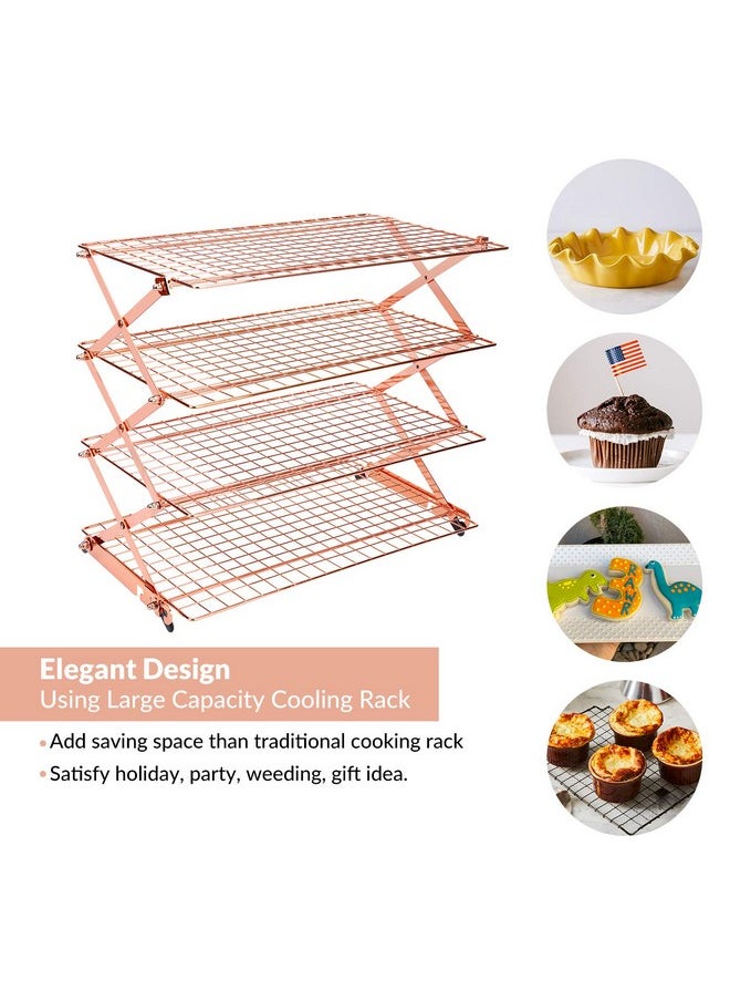 Geesta Geesta 2/3/4-Tier Collapsible Cooling Rack with Adjustable 3 Setting Design Stackable Cooling Roasting Cooking for Cookies Baking - Copper Cooking Utensils  - Image 5