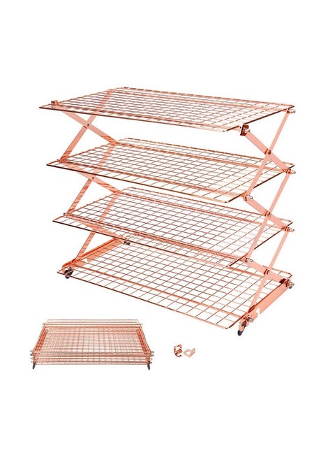 Geesta 2/3/4-Tier Collapsible Cooling Rack with Adjustable 3 Setting Design Stackable Cooling Roasting Cooking for Cookies Baking - Copper Cooking Utensils