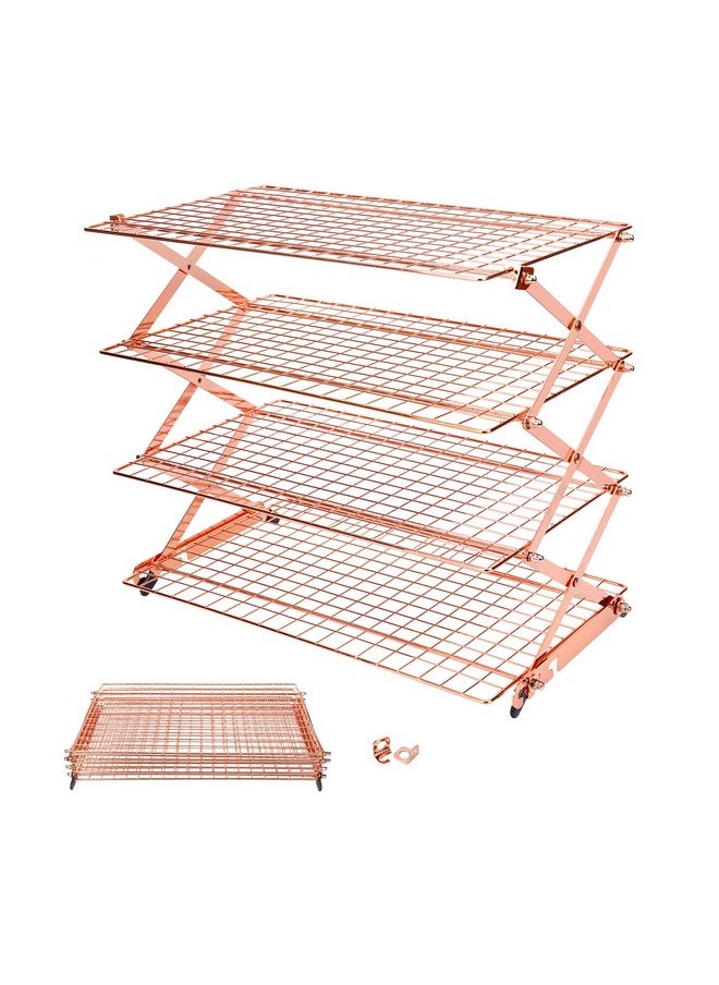 Geesta Geesta 2/3/4-Tier Collapsible Cooling Rack with Adjustable 3 Setting Design Stackable Cooling Roasting Cooking for Cookies Baking - Copper Cooking Utensils  - Image 1