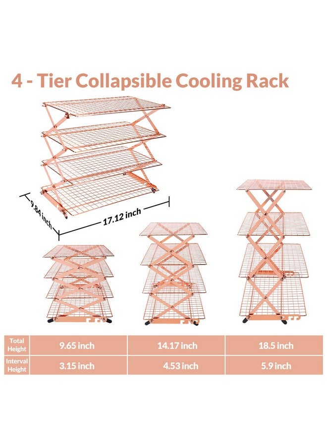 Geesta Geesta 2/3/4-Tier Collapsible Cooling Rack with Adjustable 3 Setting Design Stackable Cooling Roasting Cooking for Cookies Baking - Copper Cooking Utensils  - Image 2
