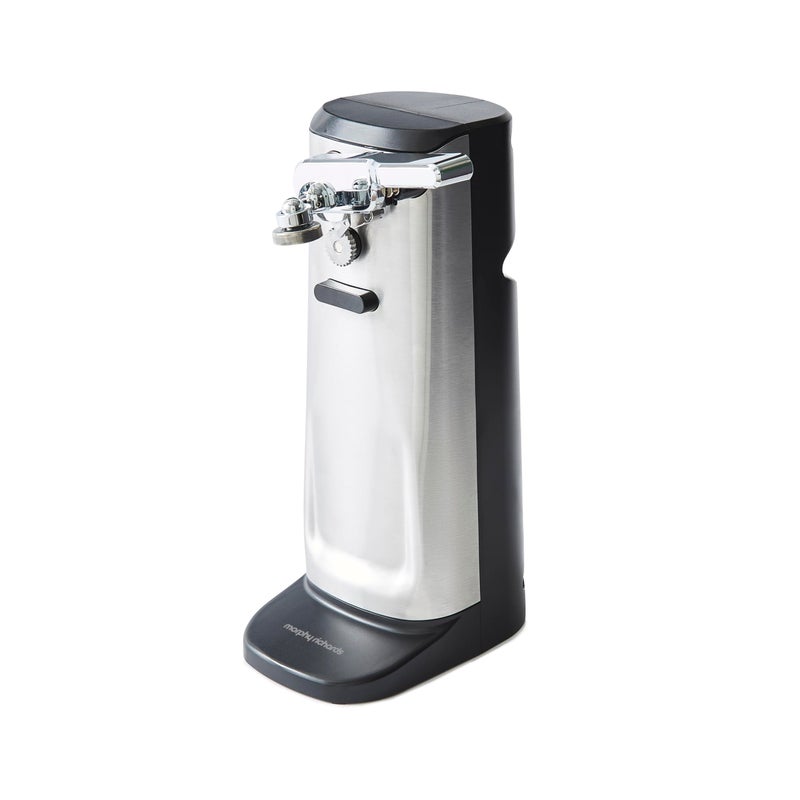 Morphy Richards 3-in-1 Electric Tin Can Opener, Knife Sharpener and Bottle Cap Remover, Magnetic Lid Holder, Hands Free, Safe Cleaning, Automatic Start and Stop, Cord Storage, Stainless Steel, 432030 - Image 1