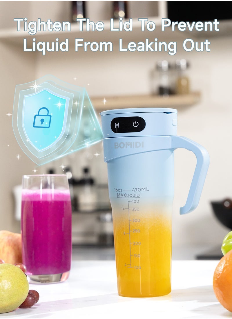 BOMIDI - Portable Blender | Smoothie Maker | Protein Blender with 6-Leaf Stainless Steel | Yoga & Gym Essential | Cordless Type-C Charging | IPX7 Waterproof | BPA-Free Juicer Blender for Home & Outdoor (16oz/450mL) | JB01-Blue - Image 1