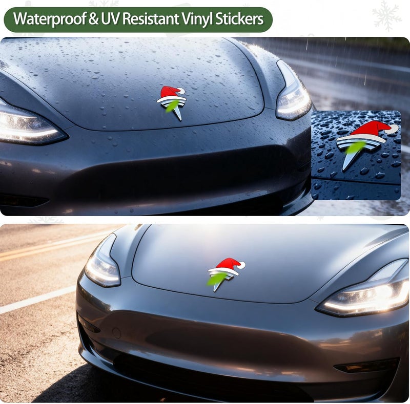 Waterproof Santa Hat Christmas Stickers for Tesla, Vinyl Car Decals for Toyota, Honda, Ford, BMW & More, Automotive Decals for Water Bottles, Wall, Laptop, Window, Christmas Gift & Decoration - Image 4