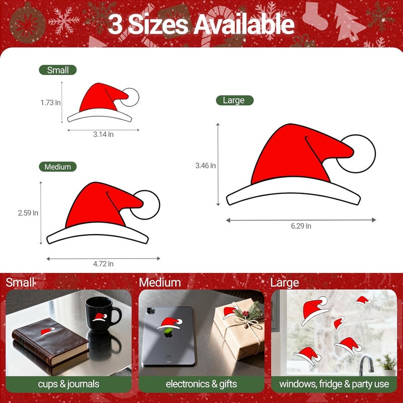 Waterproof Santa Hat Christmas Stickers for Tesla, Vinyl Car Decals for Toyota, Honda, Ford, BMW & More, Automotive Decals for Water Bottles, Wall, Laptop, Window, Christmas Gift & Decoration - Image 2