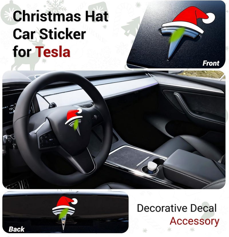Waterproof Santa Hat Christmas Stickers for Tesla, Vinyl Car Decals for Toyota, Honda, Ford, BMW & More, Automotive Decals for Water Bottles, Wall, Laptop, Window, Christmas Gift & Decoration - Image 3
