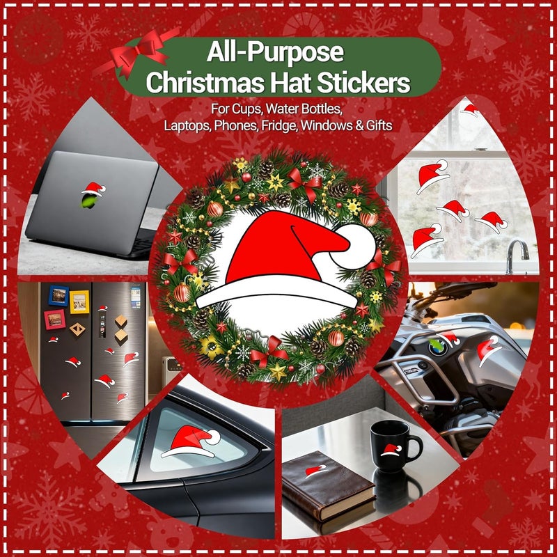 Waterproof Santa Hat Christmas Stickers for Tesla, Vinyl Car Decals for Toyota, Honda, Ford, BMW & More, Automotive Decals for Water Bottles, Wall, Laptop, Window, Christmas Gift & Decoration - Image 5