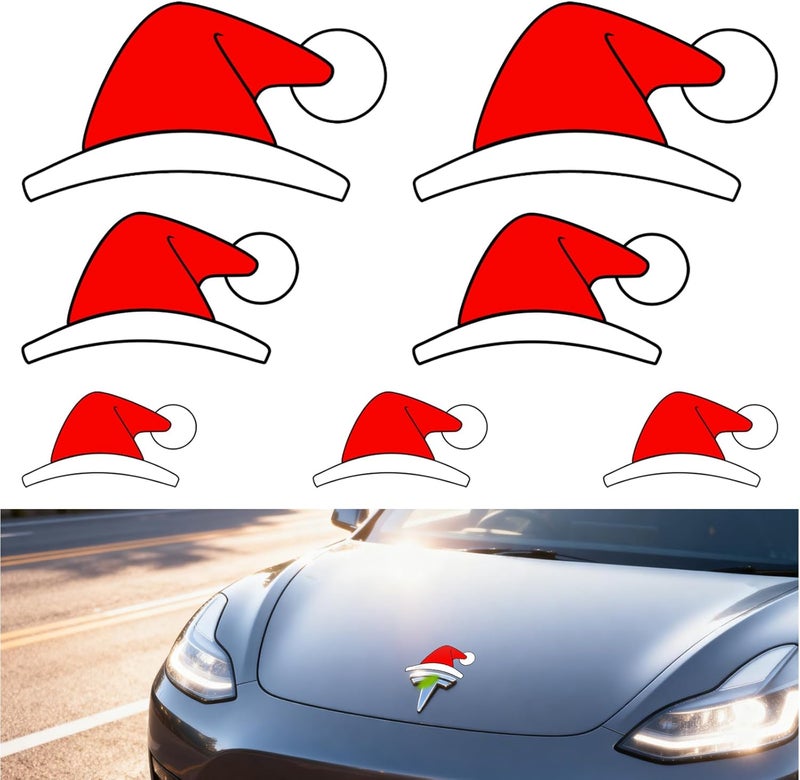 Waterproof Santa Hat Christmas Stickers for Tesla, Vinyl Car Decals for Toyota, Honda, Ford, BMW & More, Automotive Decals for Water Bottles, Wall, Laptop, Window, Christmas Gift & Decoration - Image 1