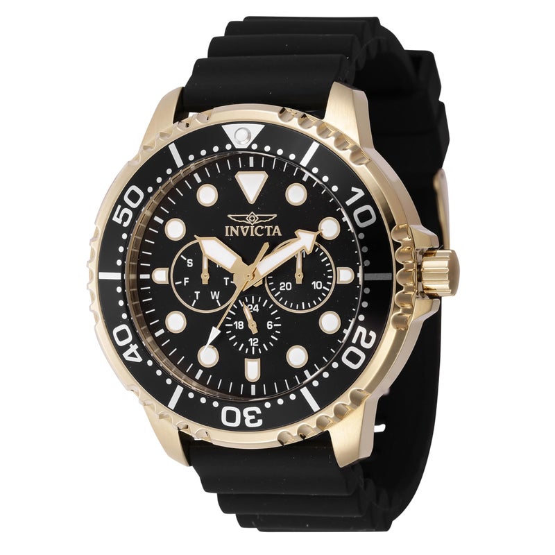 Invicta Pro Diver Men 48mm Stainless Steel Gold Black dial VH63 Quartz - Image 1