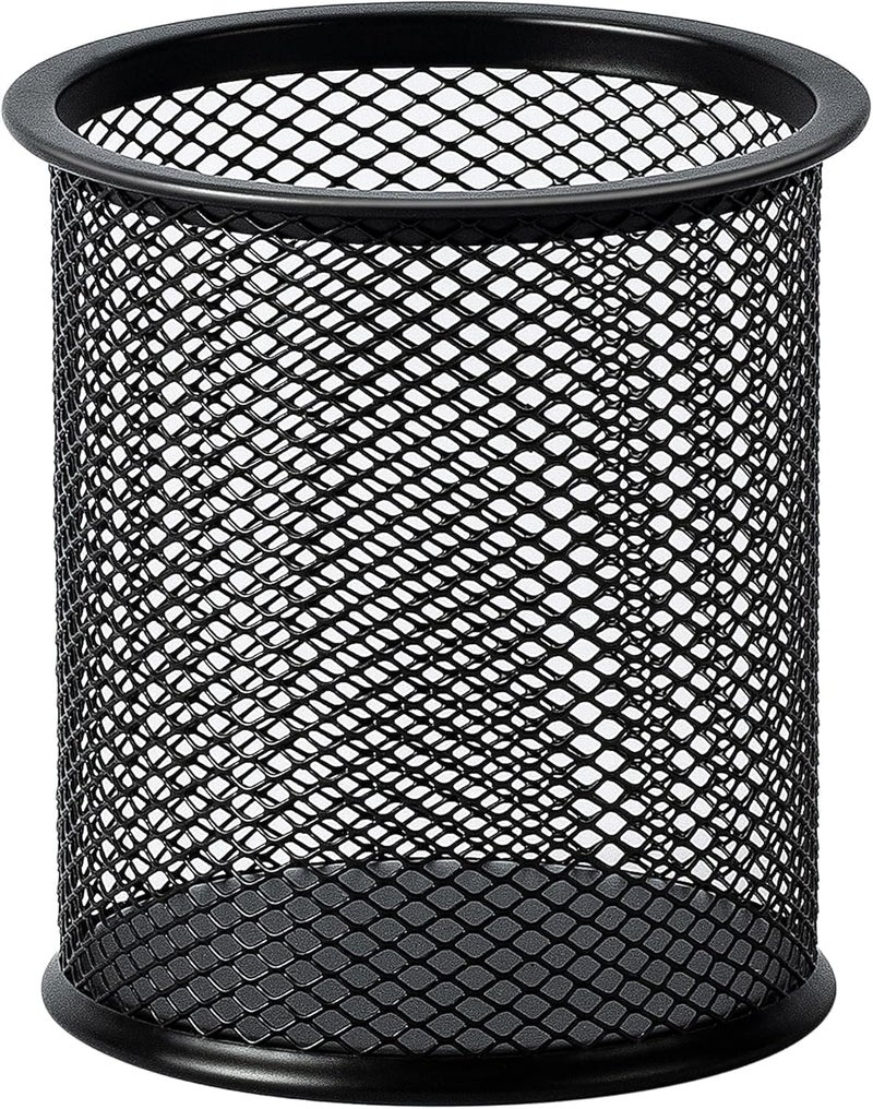 AL FAKHAMA Black Metal Mesh Desk Organiser - Round Pen Holder for Office, Home & School Use - Image 1