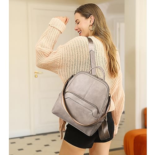 CLUCI Small Backpack for Women, Womens Backpack PU Backpack Purse for Women Leather Convertible Travel Backpack Shoulder Bags - Image 2