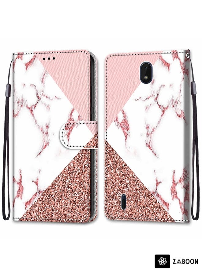 Generic Protective Case Cover For Nokia C01 Plus Coloured Drawing Cross Texture Horizontal Flip PU Phone Leather Case with Holder & Card Slots & Wallet & Lanyard  - Image 2