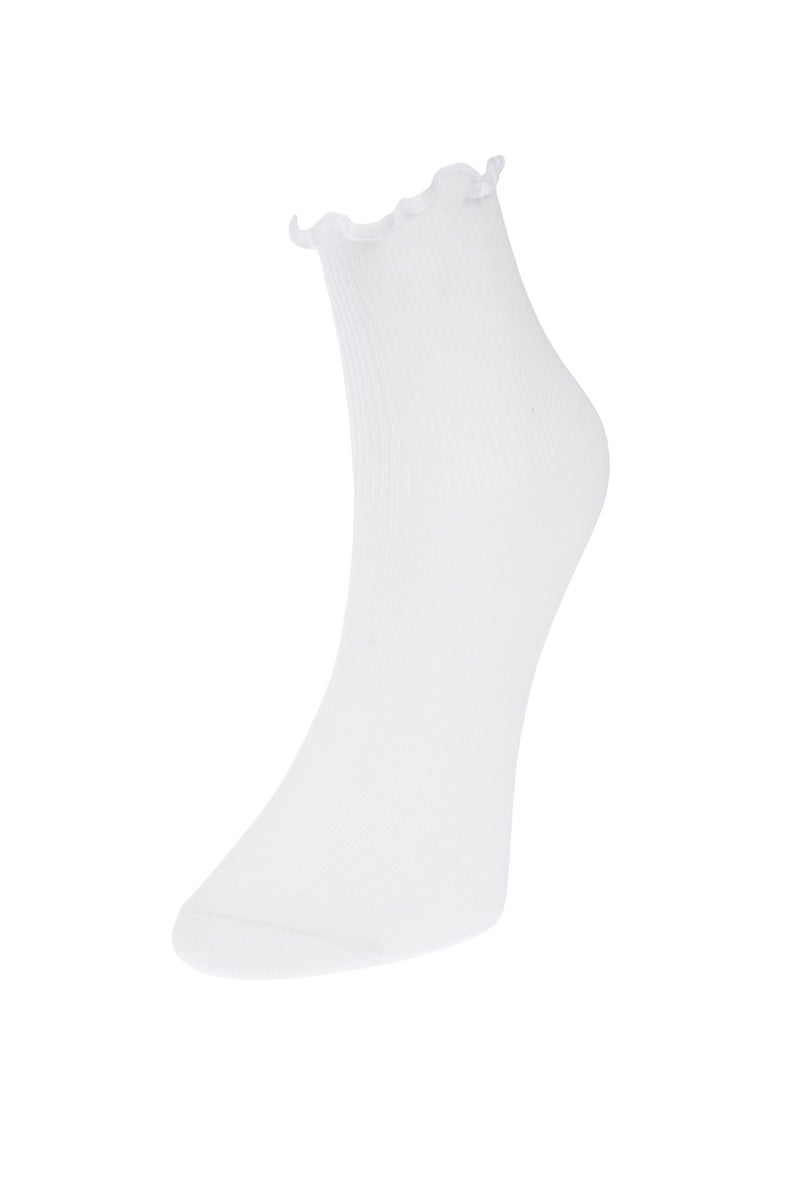 trendyol Multicolored 3-Pack Cotton Elastic Mouth Lettuce Detailed Knitted Socks THMAW24CO00019 - Image 5