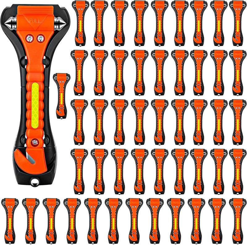 ZHSX Safety Hammer, 50 Pack Car Emergency Escape Tool Car Window Breaker and Seat Belt Cutter with Light Reflective Tape for Family Car Life Saving Survival Kit - Image 1