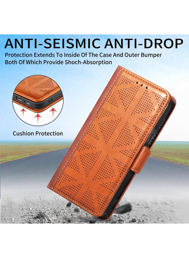 S-TOP Case For iPhone XR Grid Leather Flip Phone Case - Image 5