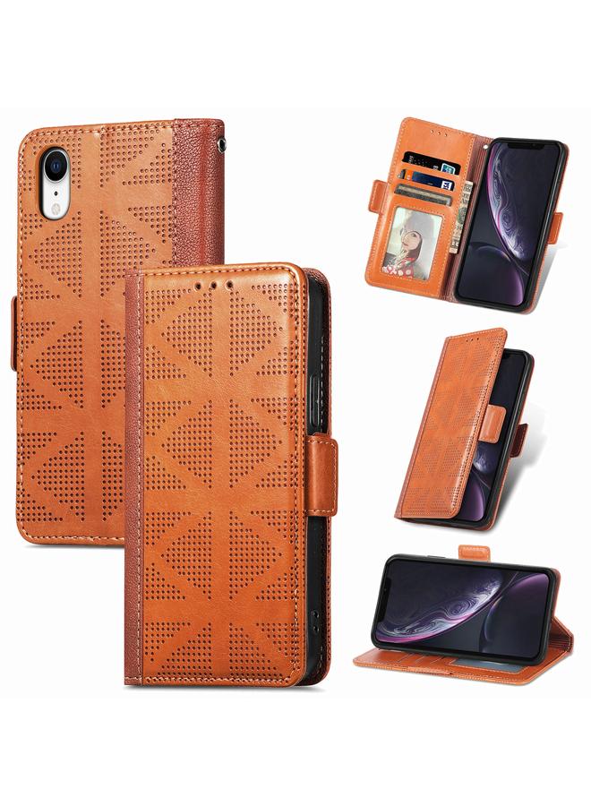 S-TOP Case For iPhone XR Grid Leather Flip Phone Case - Image 1