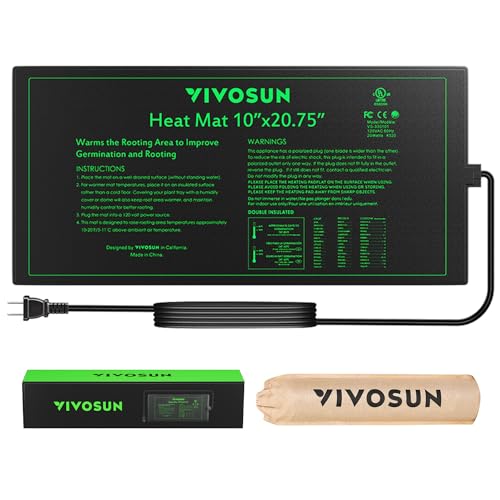VIVOSUN Durable Waterproof Seedling Heat Mat 10" x 20.75" UL & MET-Certified Warm Hydroponic Heating Pad for Germination, Indoor Gardening, Greenhouse - Image 1