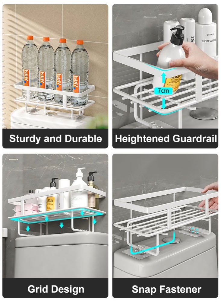 Perfii - Over The Toilet Storage Shelf Organizer with Basket, Paper Holder, No Assembly or Drilling, Efficient and Stylish Space Saver - Image 1