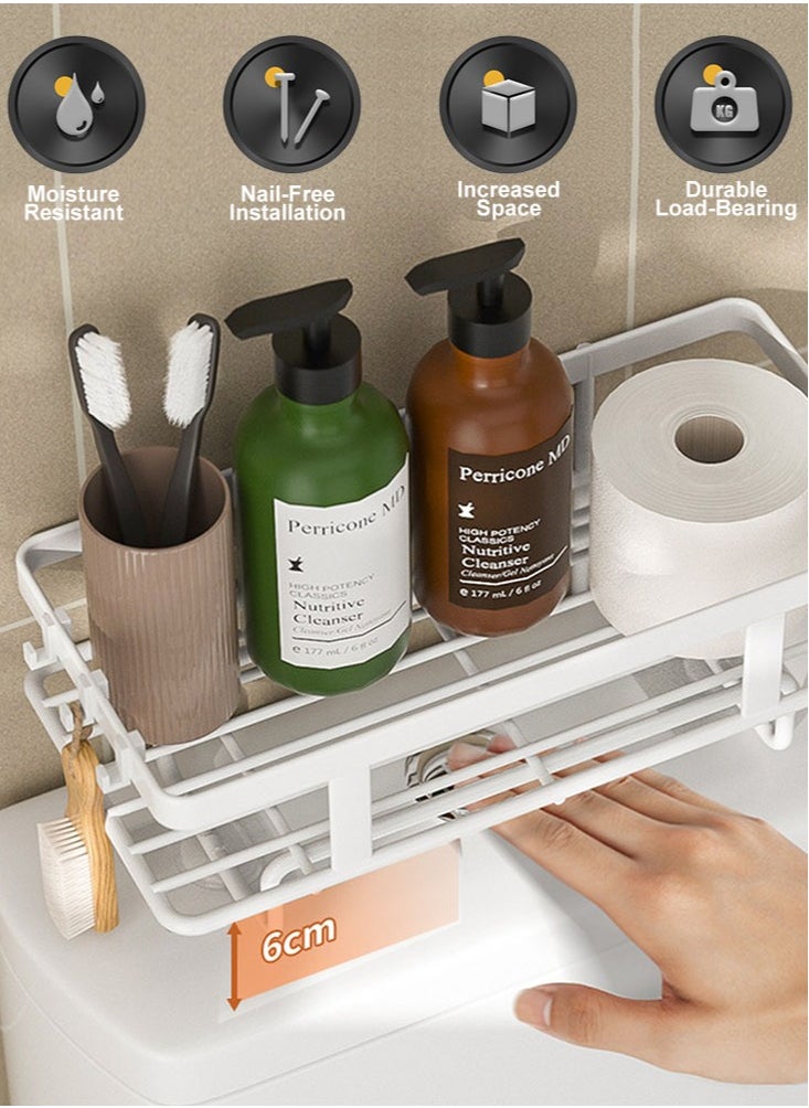 Perfii - Over The Toilet Storage Shelf Organizer with Basket, Paper Holder, No Assembly or Drilling, Efficient and Stylish Space Saver - Image 1