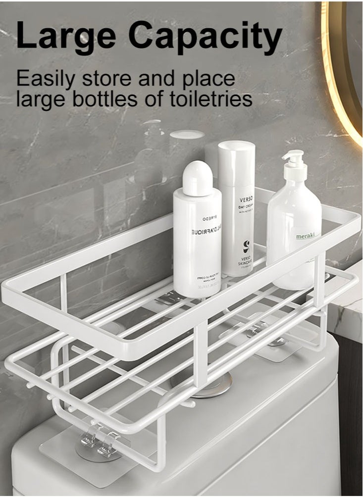 Perfii - Over The Toilet Storage Shelf Organizer with Basket, Paper Holder, No Assembly or Drilling, Efficient and Stylish Space Saver - Image 1