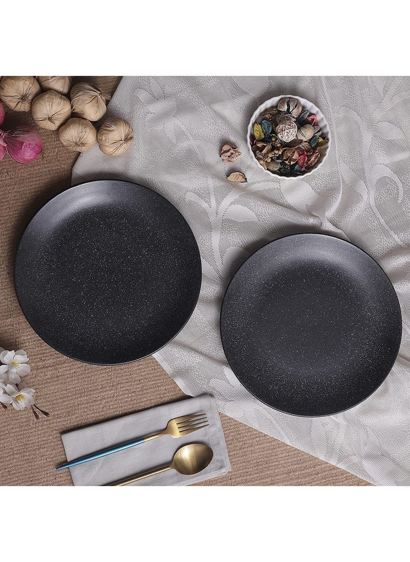 The Decor Lane - The Decor Lane Handpainted Ceramic Dotted Matte Dinner Plates Dinnerware Serving Plate Thali Ceramic Plates for Dinner (10 Inch, Microwave & Dishwasher Safe) (Black) - Image 1