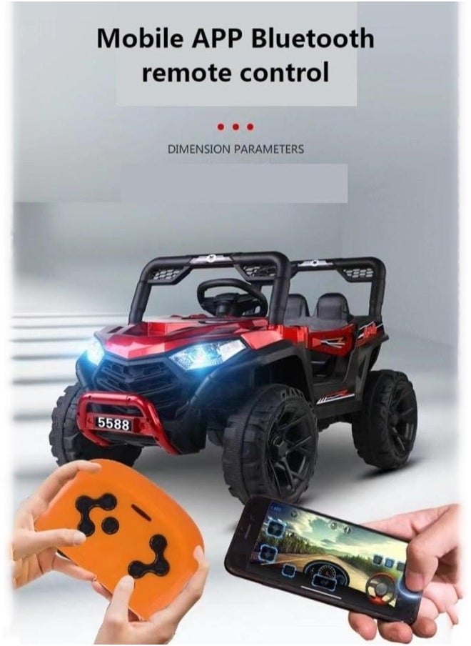 An electric ride-on toy for children in the shape of a Mercedes car, equipped with a built-in rechargeable battery and sound and light effects