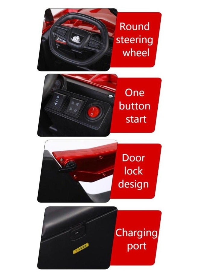 An electric ride-on toy for children in the shape of a Mercedes car, equipped with a built-in rechargeable battery and sound and light effects