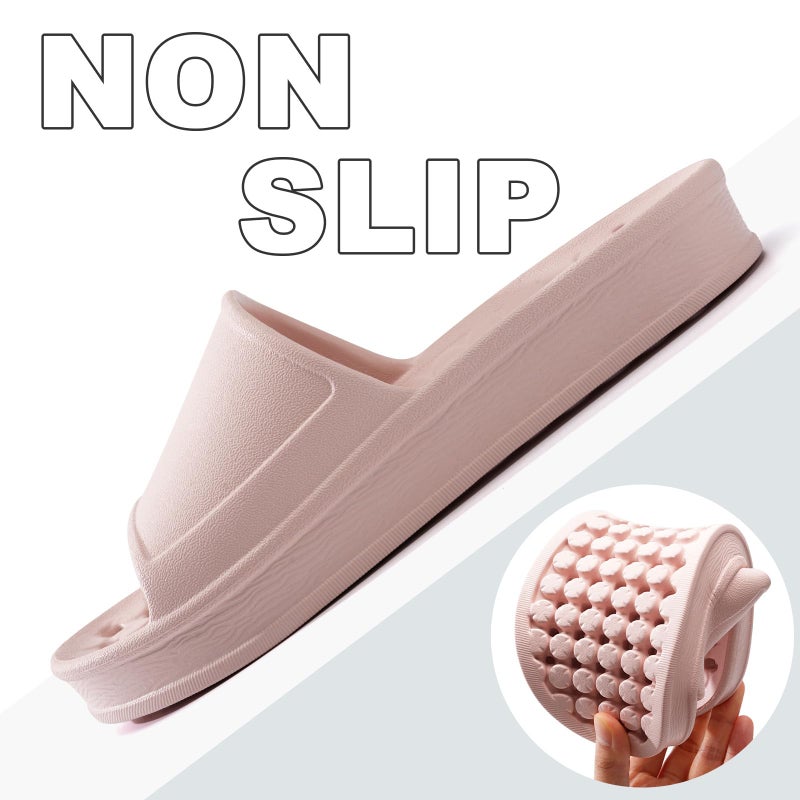 GETOEU Shower Shoes for Women and Men with Drain Holes Massage Slide Sandals Soft Cushioned Anti-Slip Pool Slides Comfort Thick Soled Gym Shower Shoes Quick Drying Bathroom Spa Slippers,Pink - Image 4