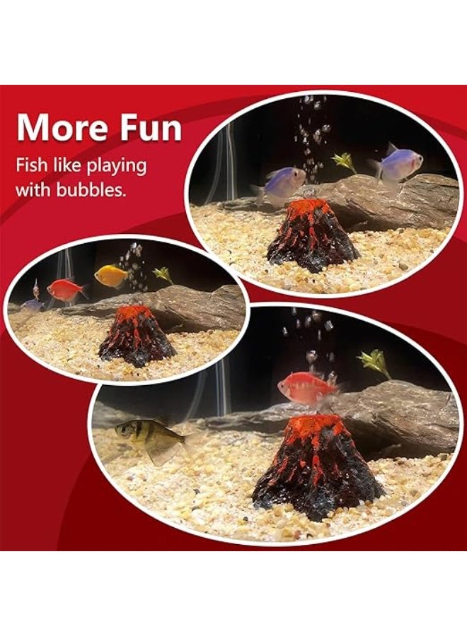 Huangxin Aquarium Volcano With Air Stone Bubbler, Realistic Fish Tank Volcano Ornaments Bubble Maker For More Oxygen Aquarium Decor, Great Addition To Fish Tank Beta Aquarium (6.5cmX 4.5cm) - Image 2